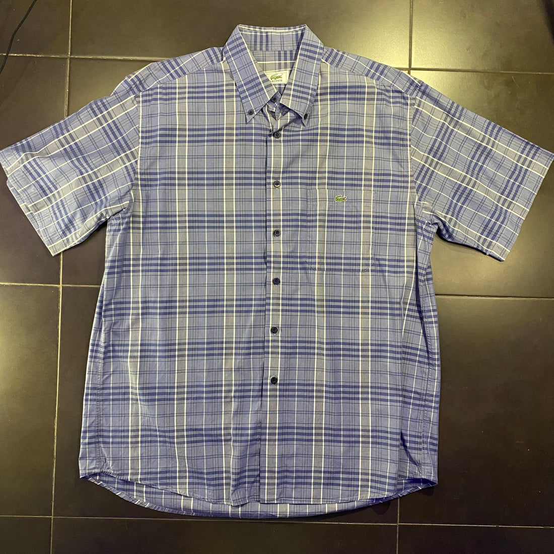 Camisa Lacoste cuadros azul manga corta - frontal