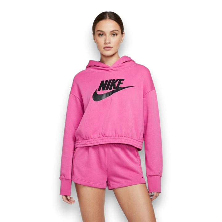 SUDADERA NIKE CROPPED CON CAPUCHA ROSA FUCSIA