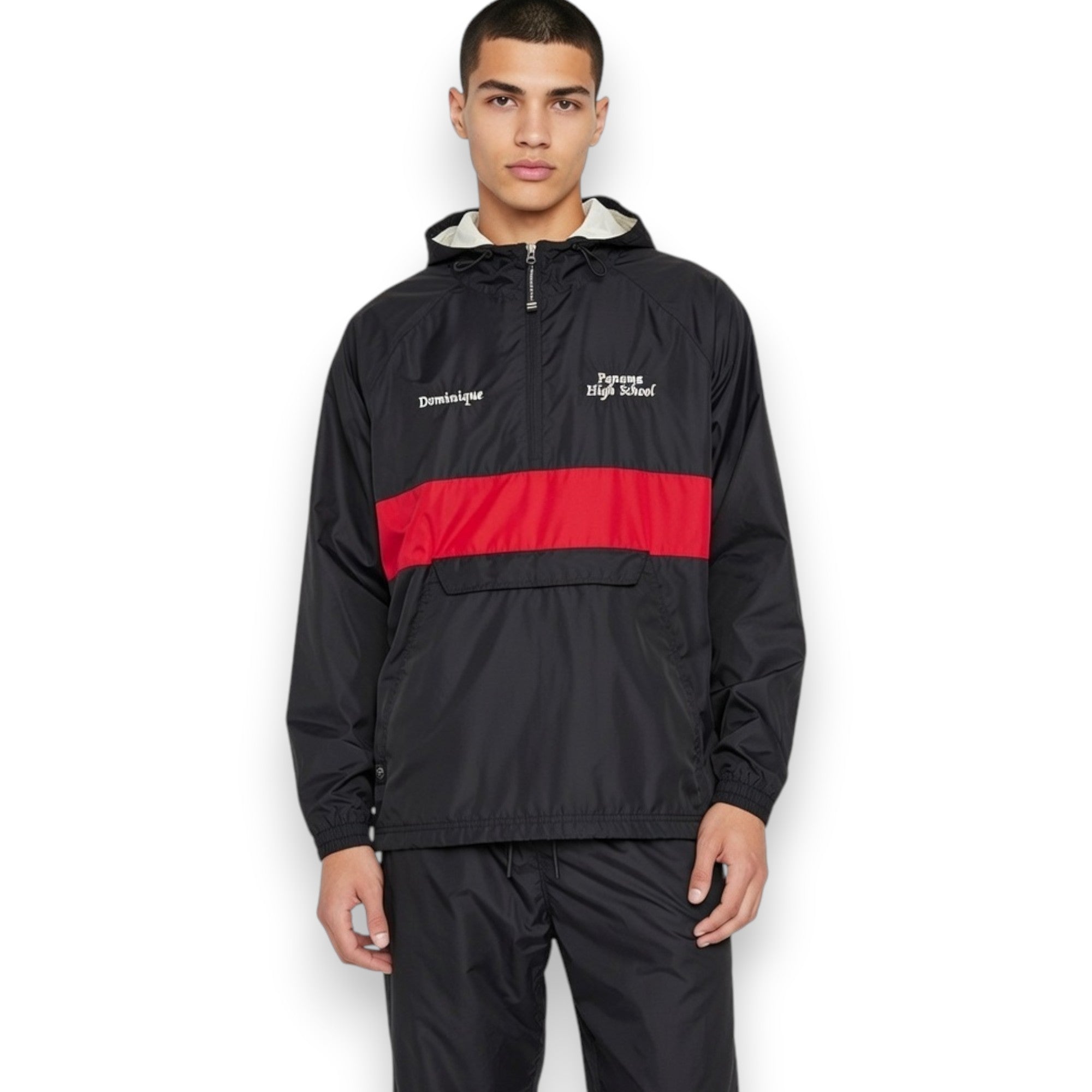 CHAQUETA CORTAVIENTOS CHARLES RIVER NEGRA PERSONALIZADA "COLORGUARD"