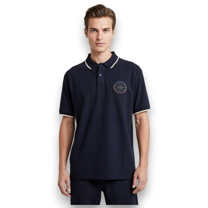 POLO ARMANI JEANS NEGRO CON DETALLES BEIGE Y PARCHE