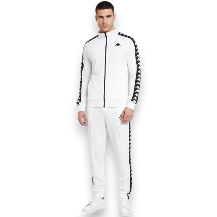 CHAQUETA KAPPA BLANCA CON BANDAS NEGRAS LOGO KAPPA