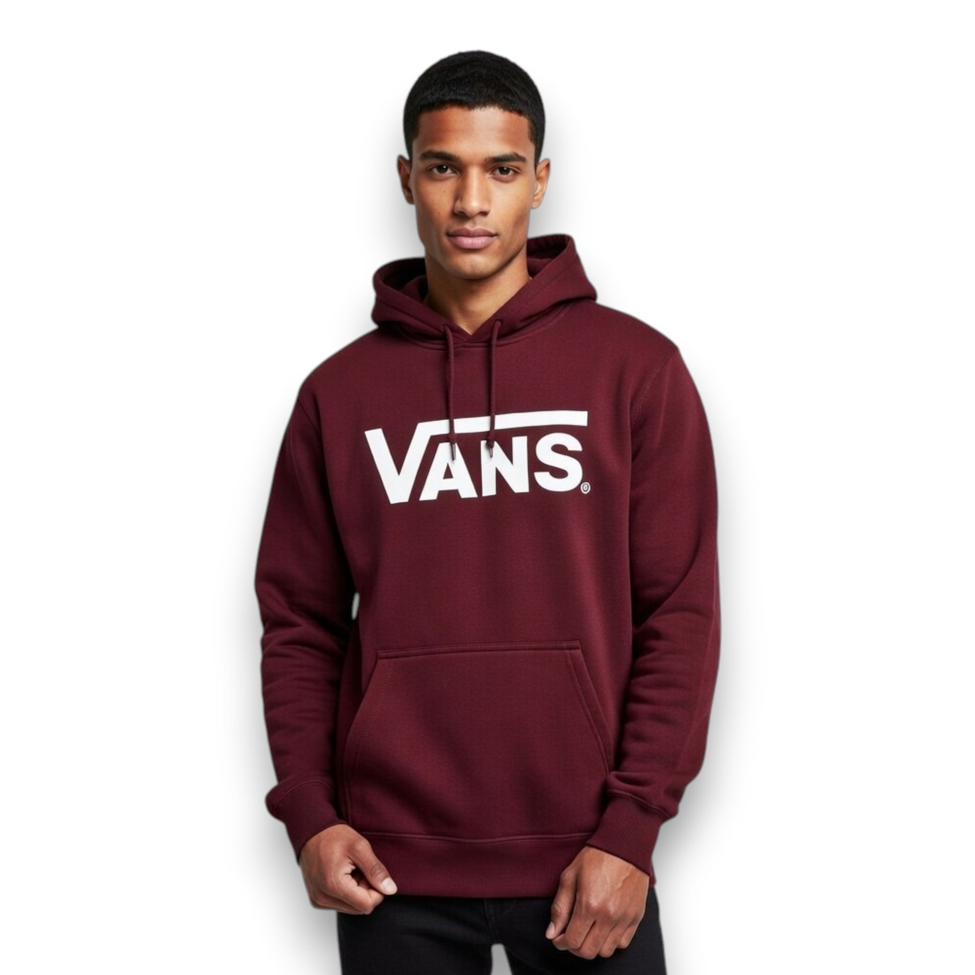 SUDADERA CON CAPUCHA VANS BURDEOS LISA