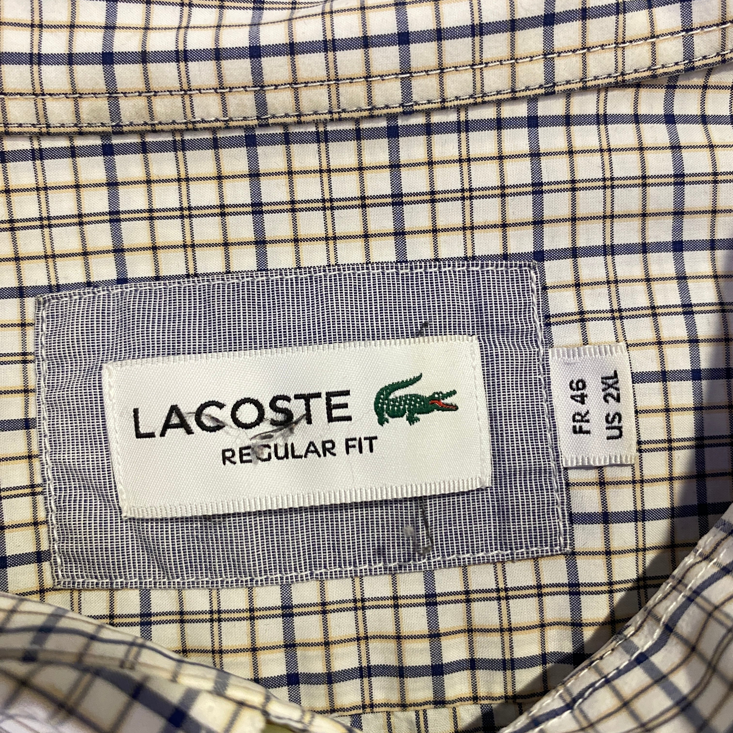 Camisa Lacoste cuadros crema - etiqueta