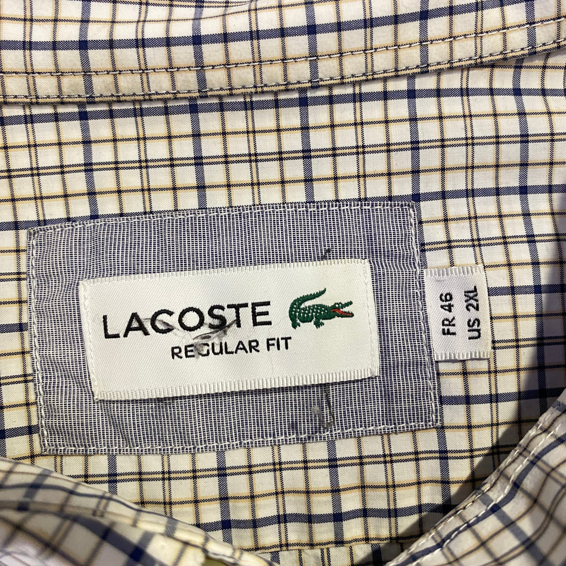 Camisa Lacoste cuadros crema - etiqueta