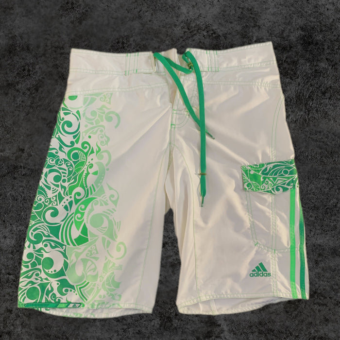 Pantalón Corto Adidas Surf Blanco Estampado Verde