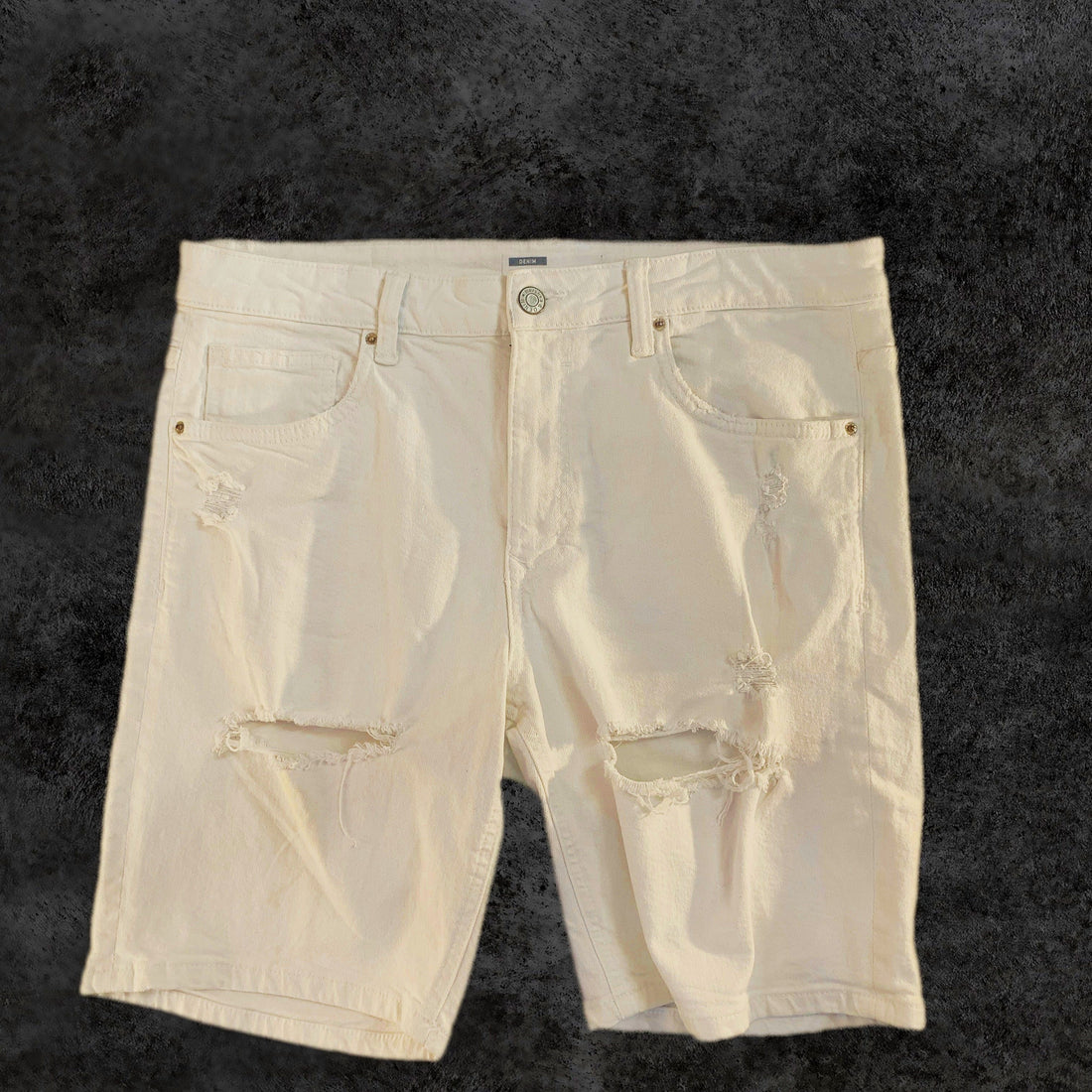 Pantalón Corto Bershka Vaquero Blanco Roto