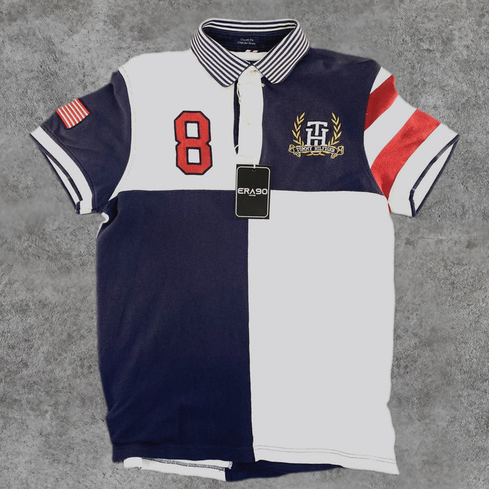 Polo Tommy Hilfiger "Color-Block #8" Azul Marino y Blanco