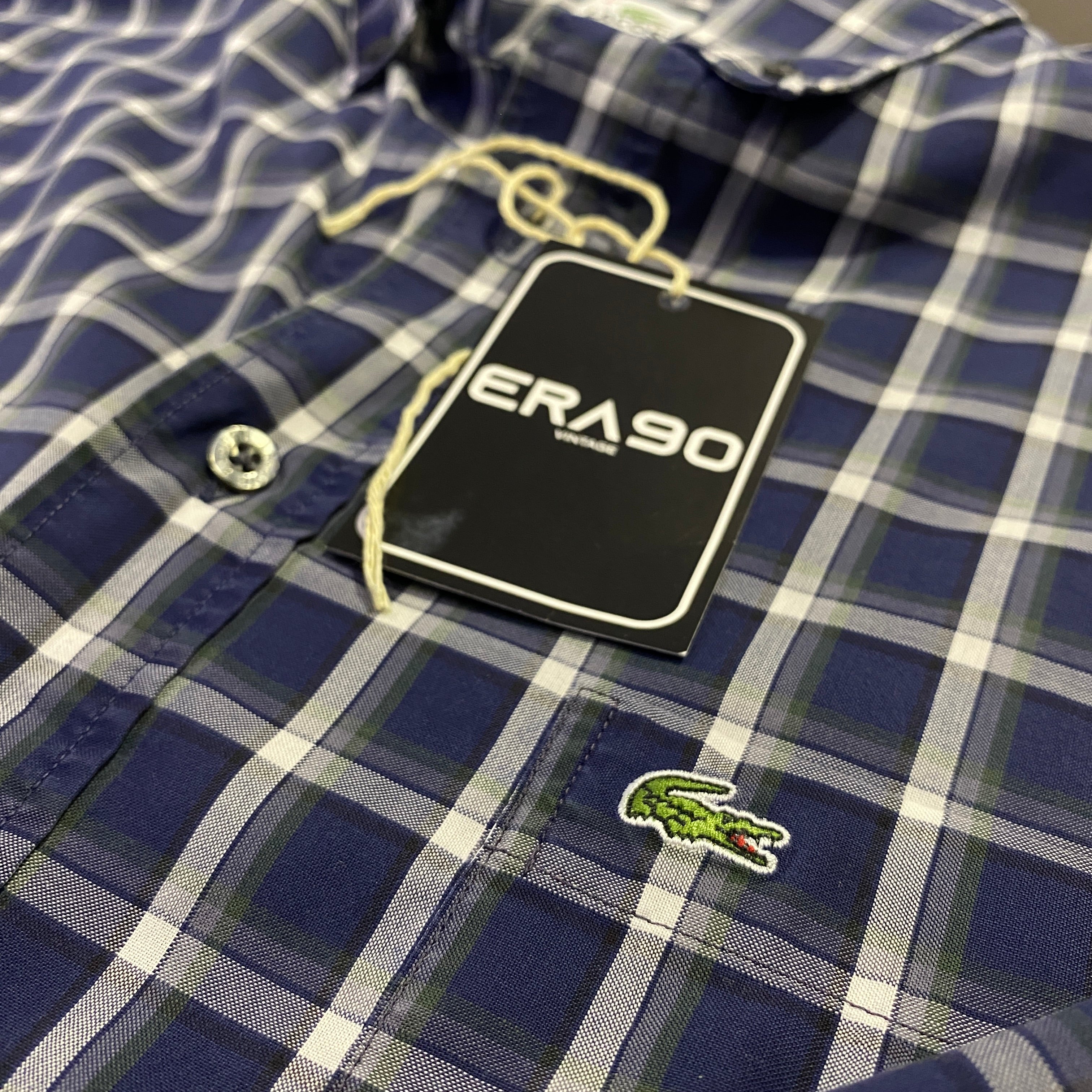 Camisa Lacoste cuadros azul marino - detalle