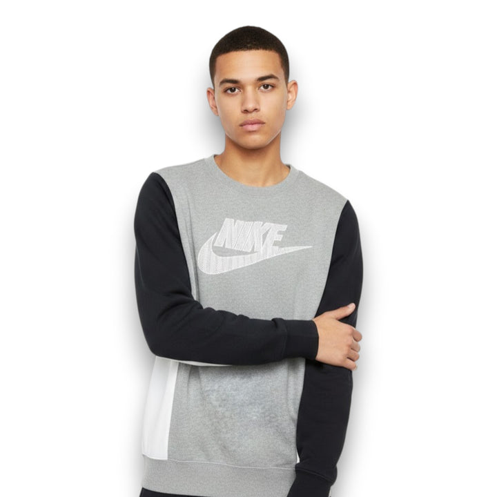 SUDADERA NIKE GRIS CLARO CON PANEL BLANCO