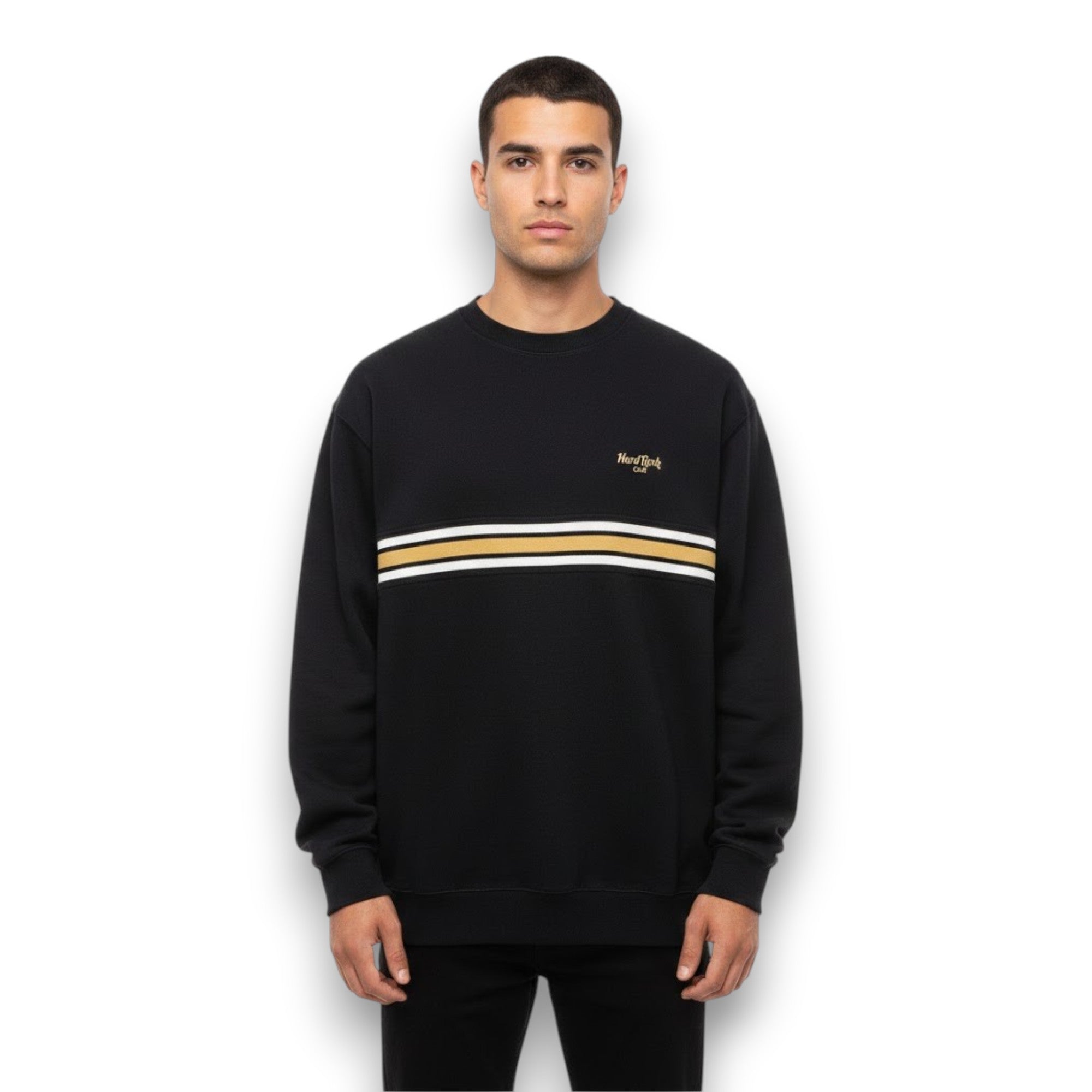 SUDADERA HARD ROCK NEGRO CON RAYAS