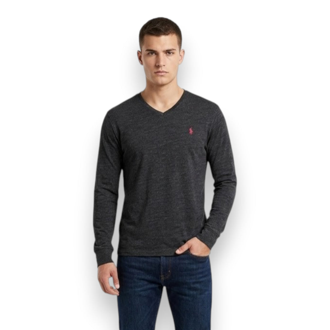 CAMISETA LARGA RALPH LAUREN NEGRO CLARO TALLA M