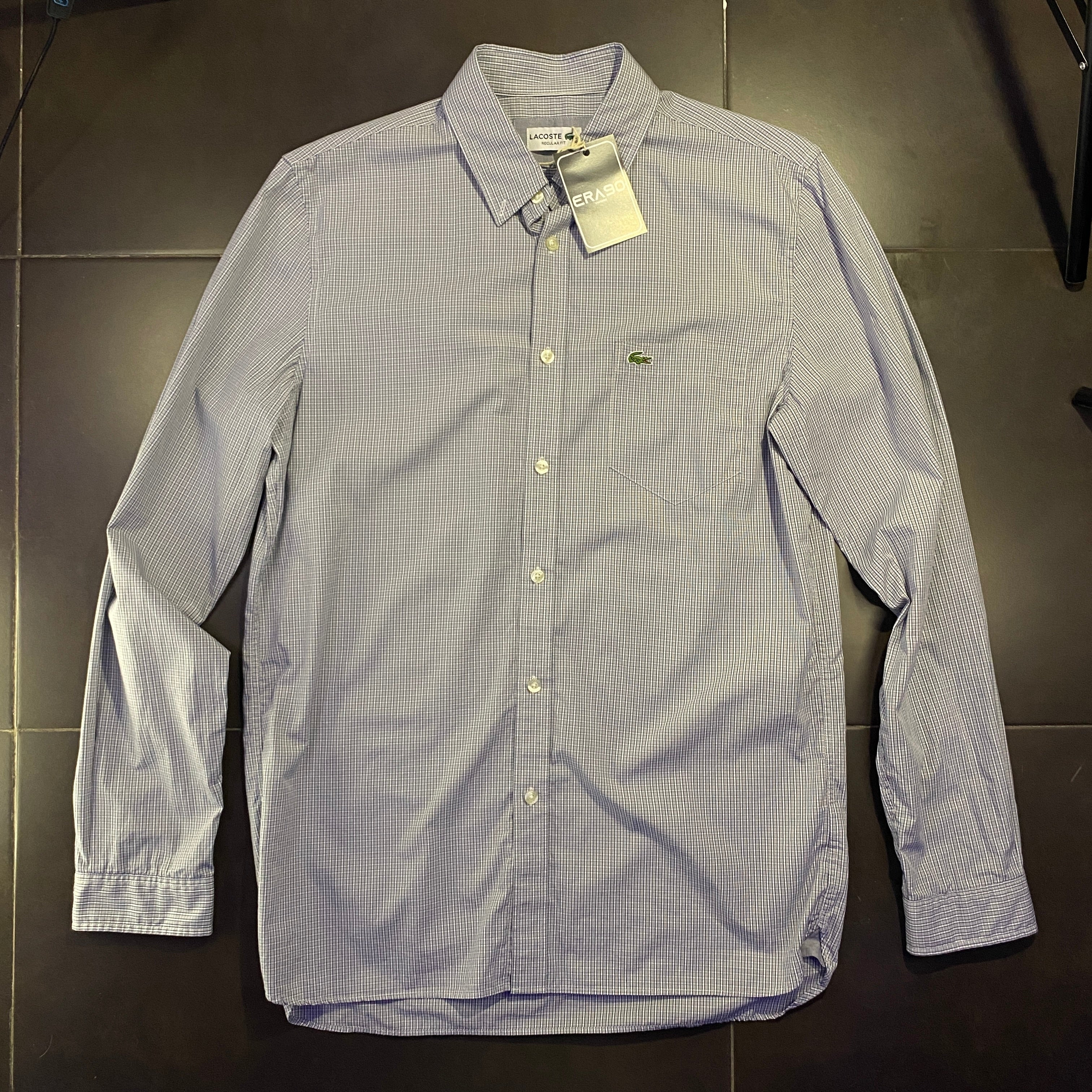 Camisa Lacoste cuadros azul claro - frontal