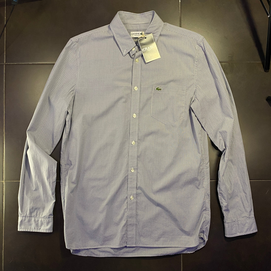 Camisa Lacoste cuadros azul claro - frontal