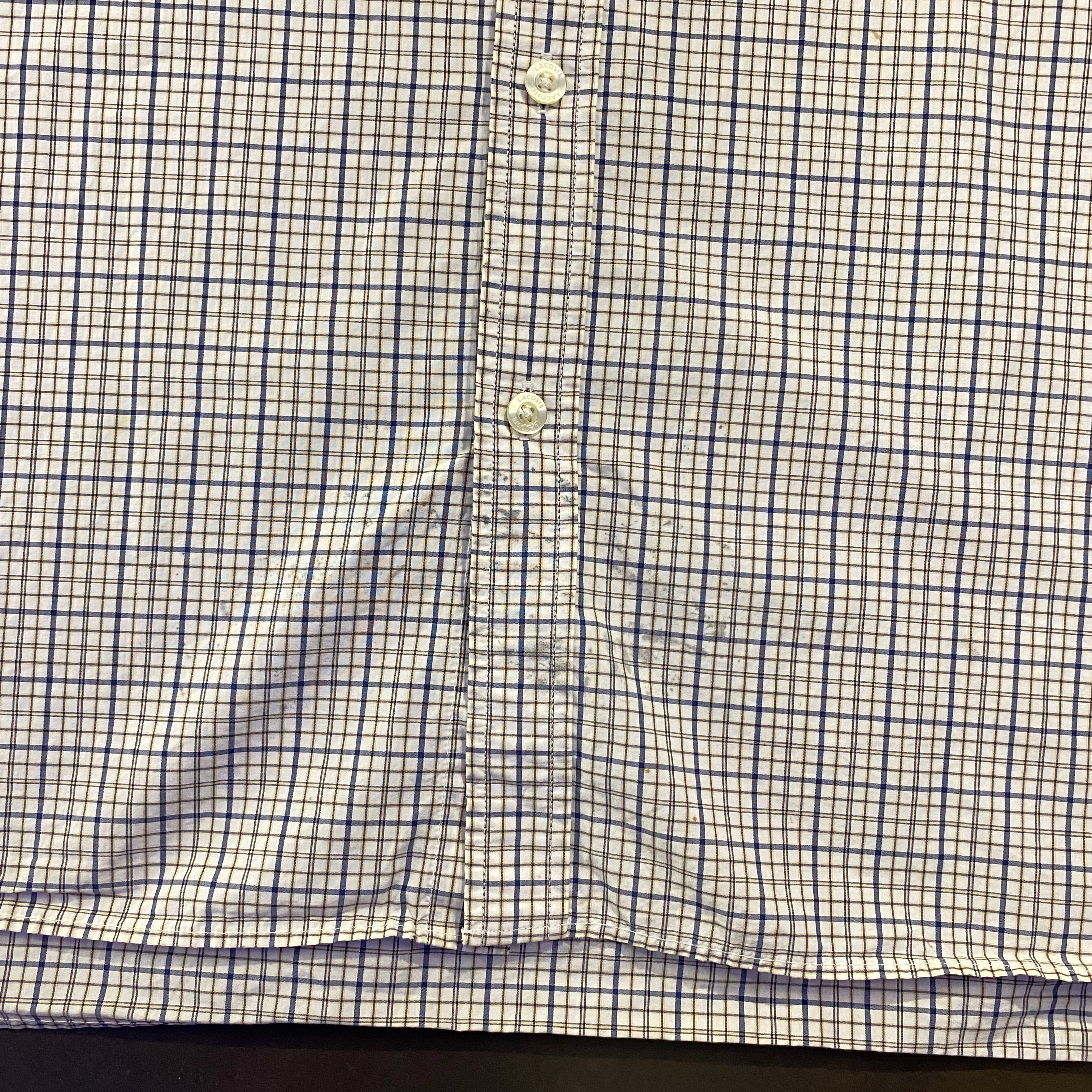 Camisa Lacoste cuadros crema - detalle