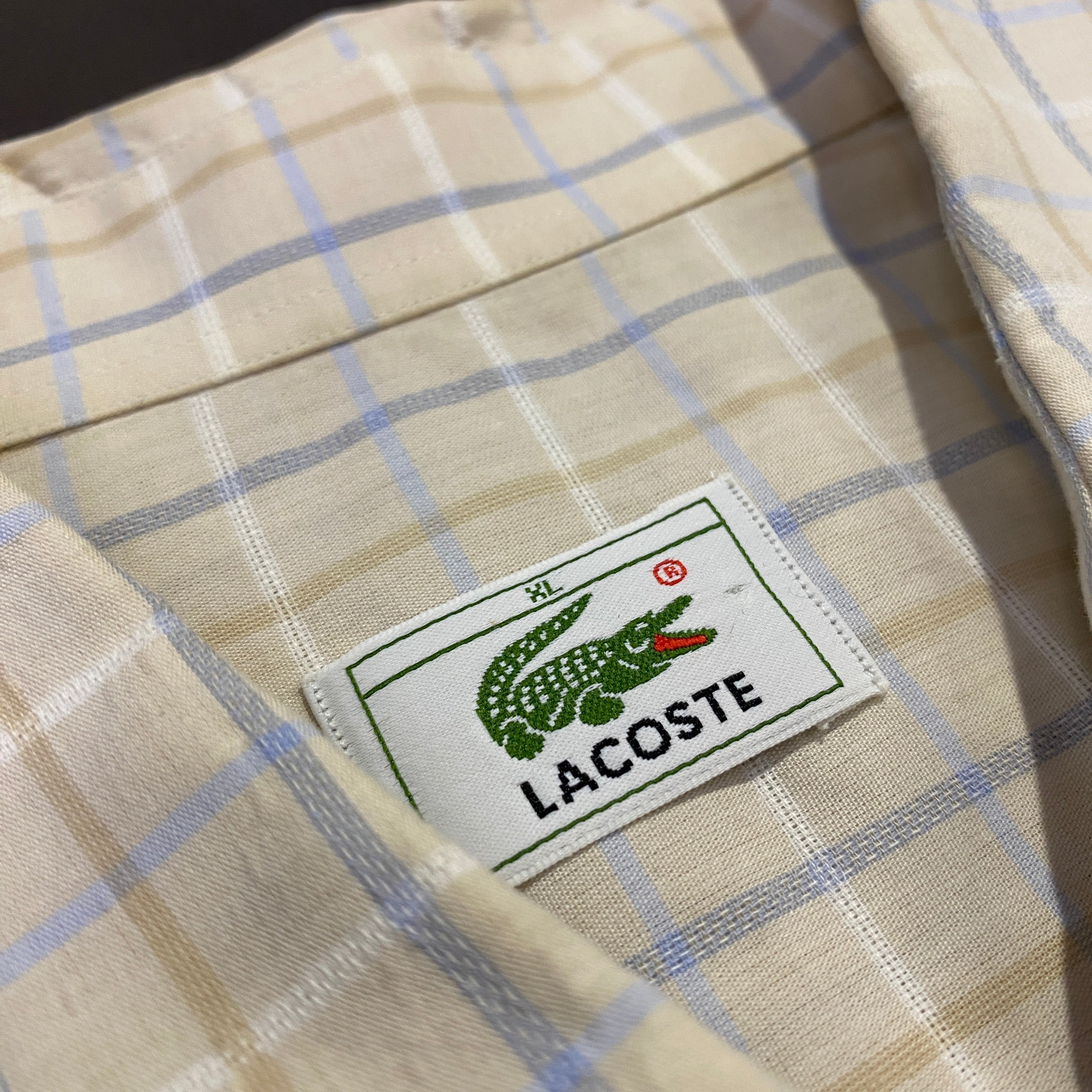 Camisa Lacoste cuadros amarillo - etiqueta